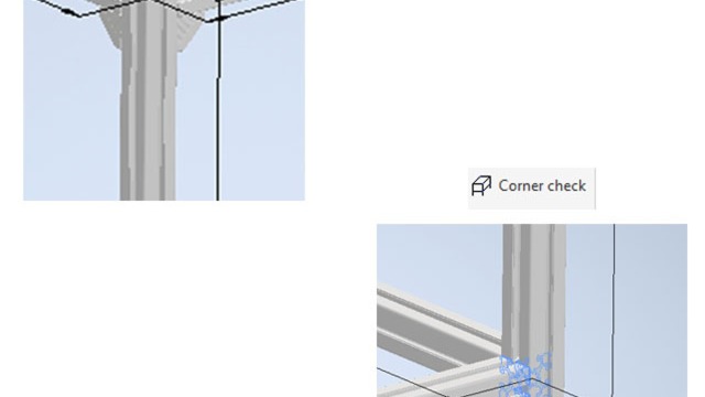 屏幕截图显示了博世力士乐 FRAMEpro CAD 插件中的“铝型材连接检查”功能