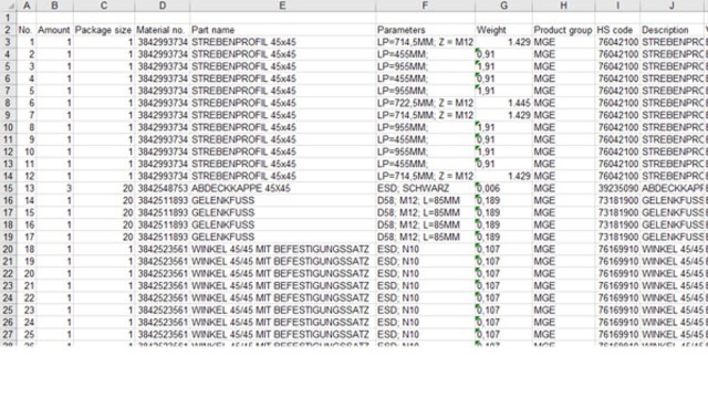 屏幕截图显示了博世力士乐 FRAMEpro CAD 插件中的“零件清单生成”功能