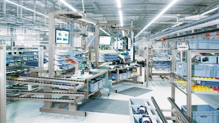 含有Bosch Rexroth符合人机工程学原理零件的 高效工作站视图