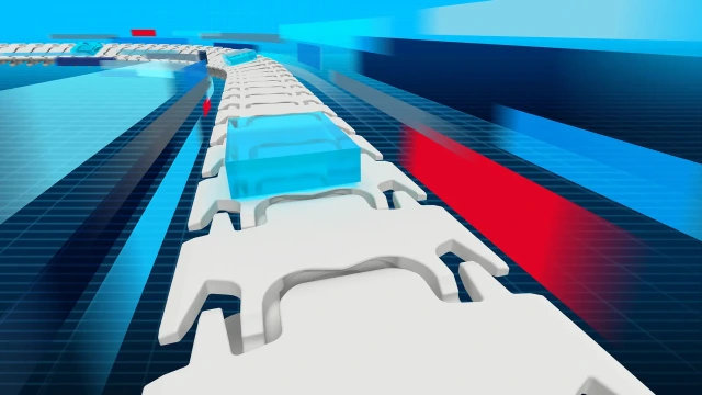 博世力士乐VarioFlow链式输送系统的图形表示。组装技术培训课程链接。