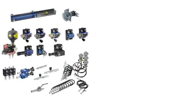 Hydraulix 200/300工作站配套的Hydraulix 201设备组件示意图学习主题：开/关液压系统——手动操作
