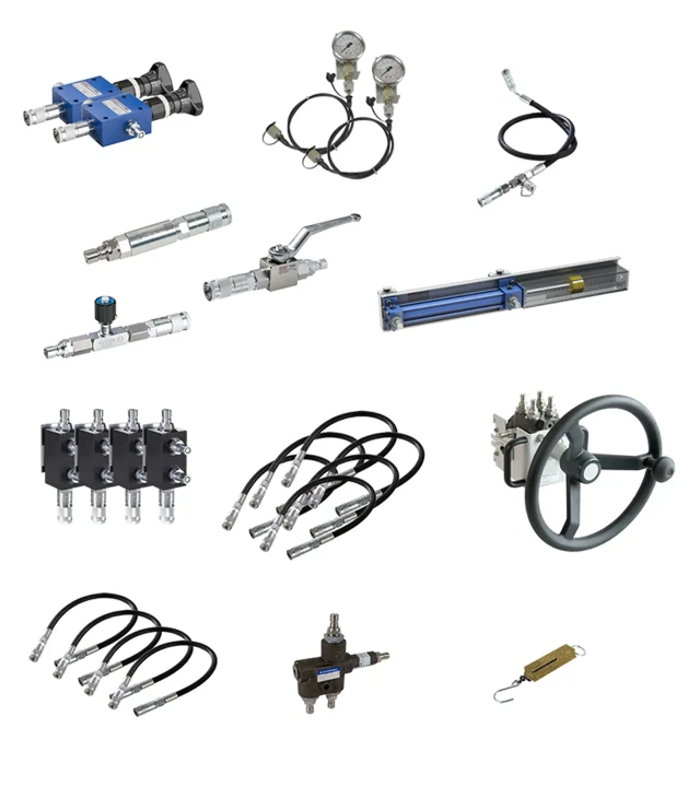 Hydraulix 102 设备套装示意图，适用于 Hydraulix 200/300 工作站，对应学习主题：移动液压系统——基础转向